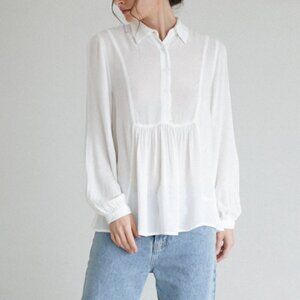 J.Jill bib front silk blend button front top szM